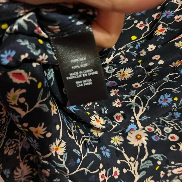 Rebecca Taylor Vivianna Floral Vine Silk Blouse Bows Tie Shoulder size 4 - Picture 5 of 6